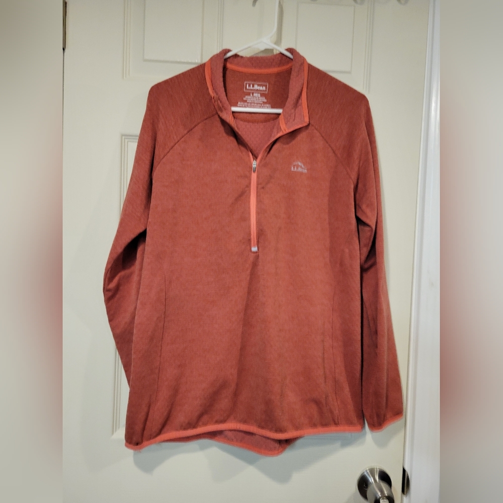 L.L.Bean Women's L 1/4 Zip Airlight Performance Fleece - Rust Orange Large